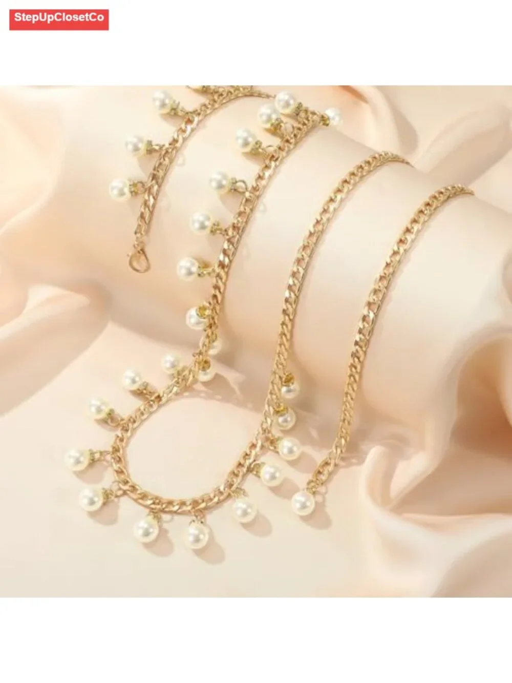 Adjustable Pearl Waist Chain Belt Women Body Chain Link Gold Belts